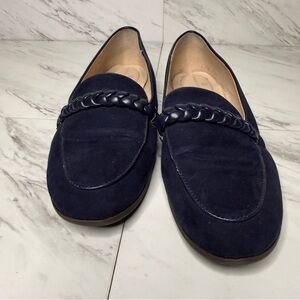 3/$60 Bandolino Larna Navy Blue Suede Braided Slip-On Loafers Flats SZ 9M